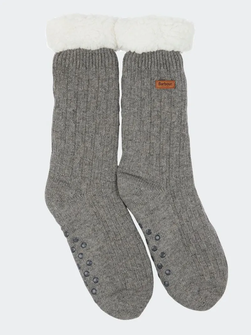 Barbour Cable Knit Lounge Sock Grey